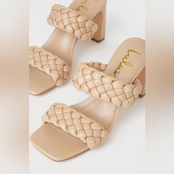 Lulus Louella Nude Tan Braided High Heel Sandals Square Open Toe Womens Size 11 - Picture 6 of 8